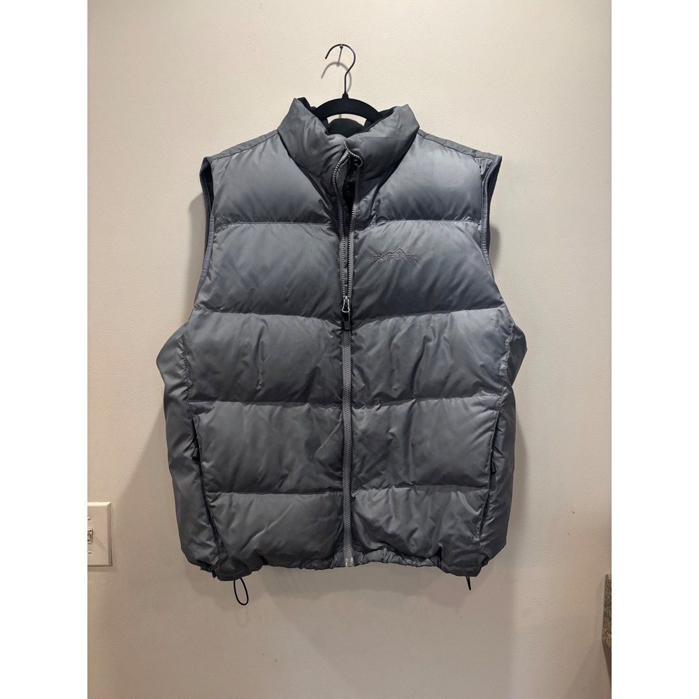 Eddie Bauer EB700 Grey Puffer Vest Mens XL 700 Fill Goose Down Quilted Ripstop